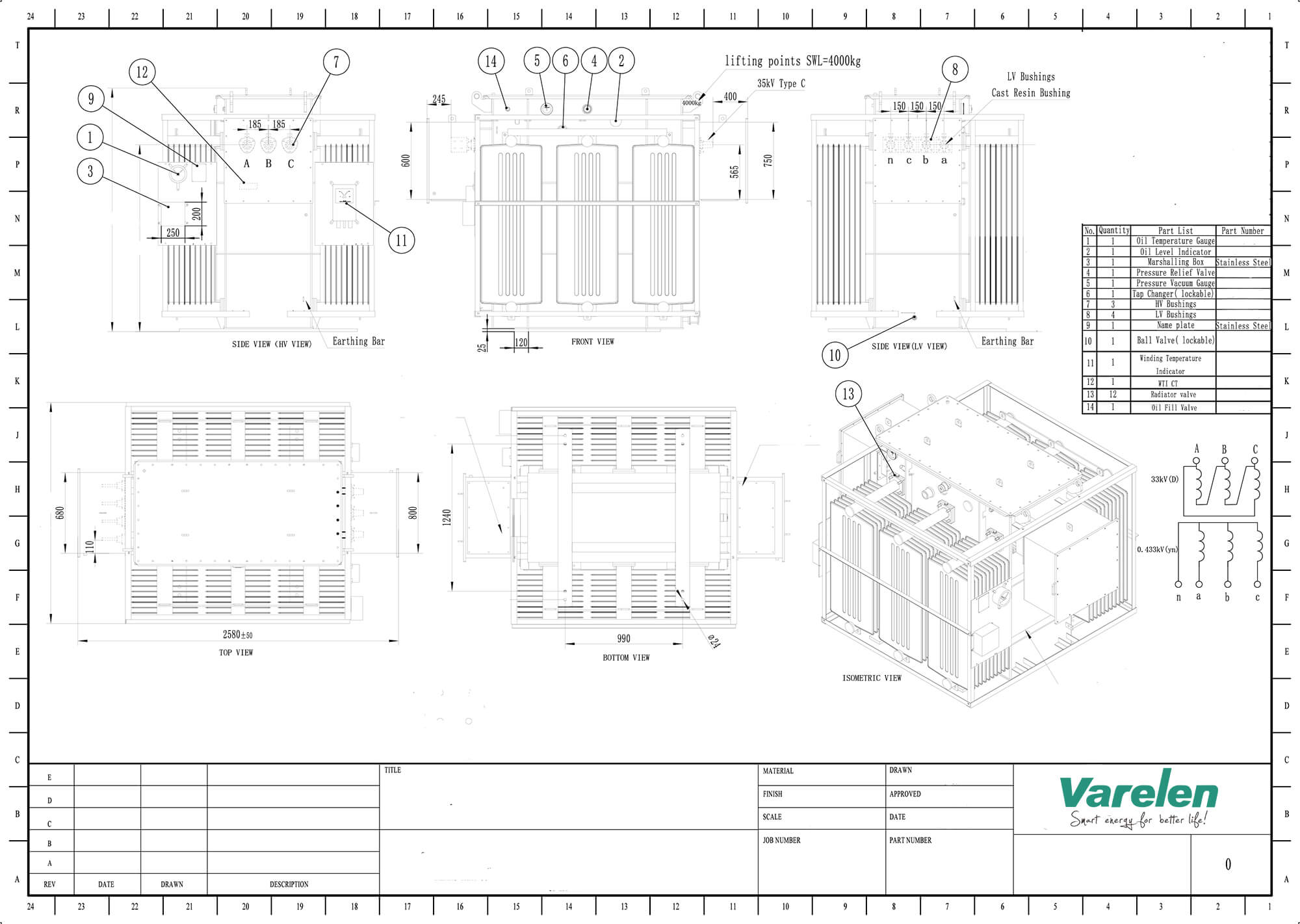 oil immersed transformer drawing